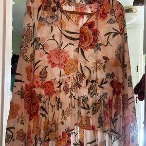 Loft Floral Sheer Blouse sz L